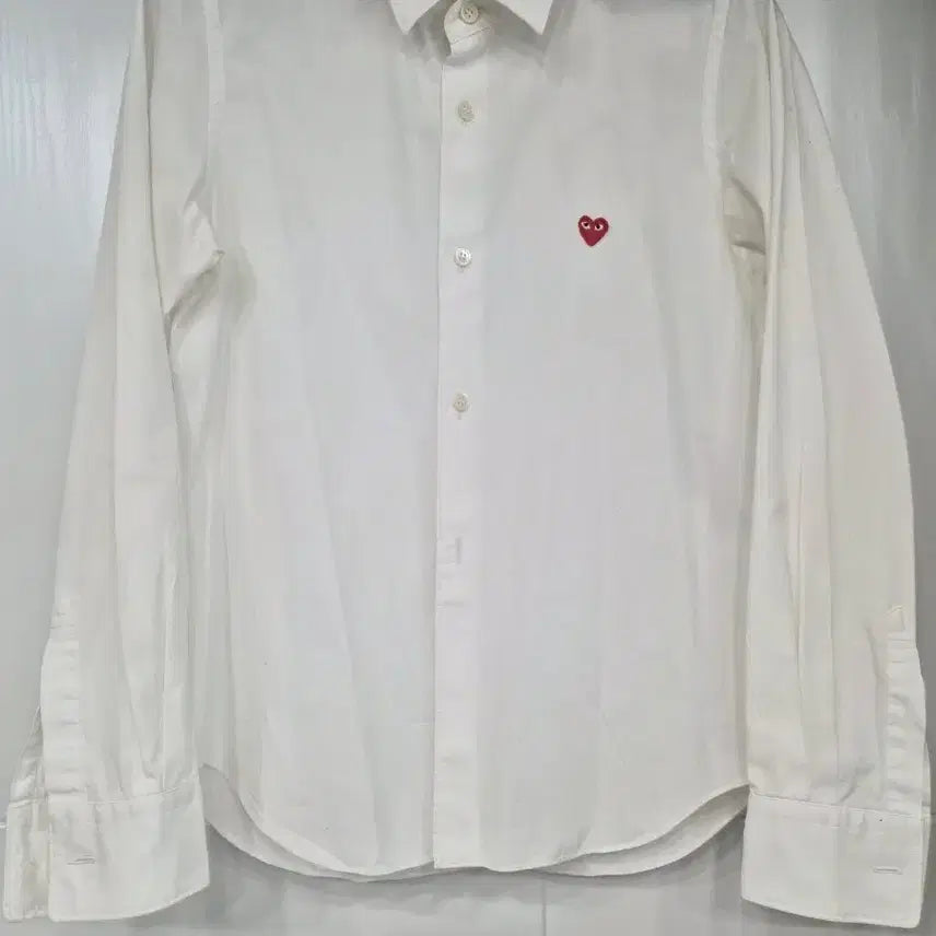 [BUNJANG] Comme des Garcons Red Heart White Shirt / 꼼데가르송 레드와펜 화이트 셔츠