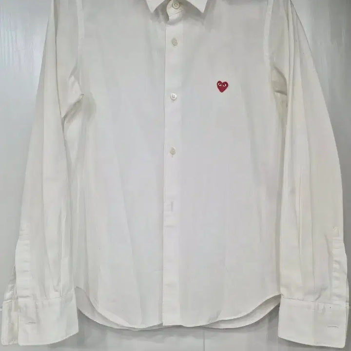 [BUNJANG] Comme des Garcons Red Heart White Shirt / 꼼데가르송 레드와펜 화이트 셔츠