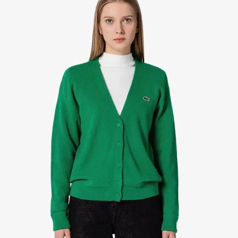 [BUNJANG] Lacoste Cashmere Cardigan Green / 정품 라코스테 캐시미어 가디건 그린