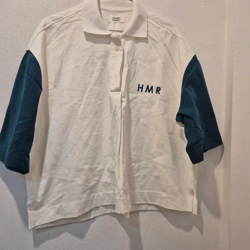 [BUNJANG] Studio Tomboystyle Colorblock Short Sleeve Polo Shirt / 스튜디오톰보이 배색 반팔 카라티 HMR 자수