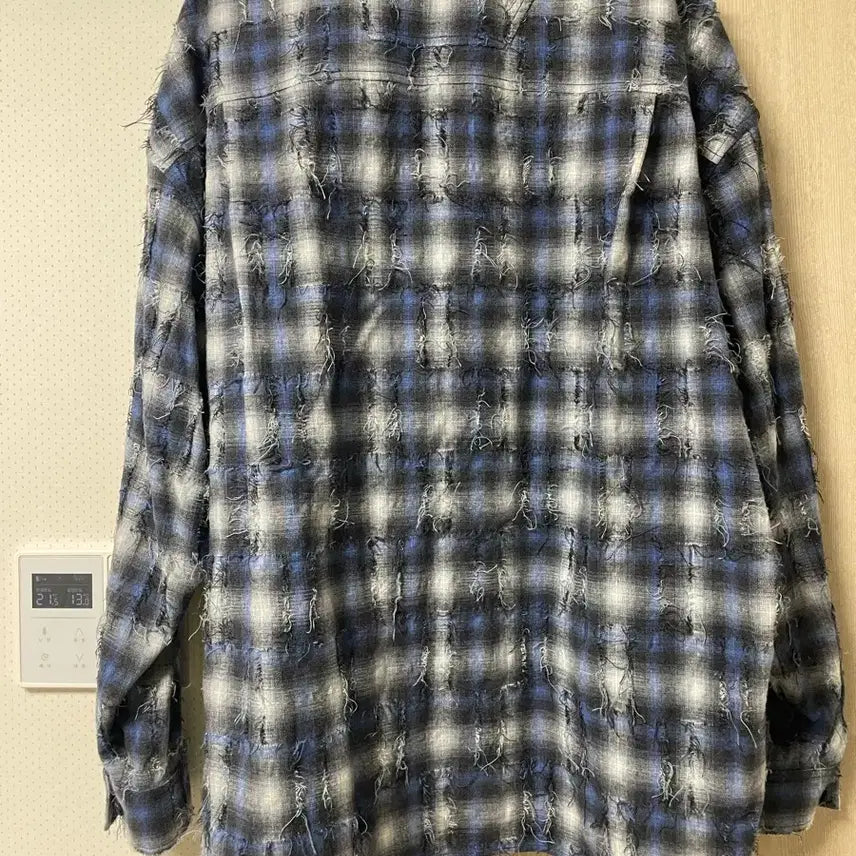 [SOLD OUT] 준지 26ss 그리드 니들 체크 루즈핏셔츠 블루, 52사이즈 새상품