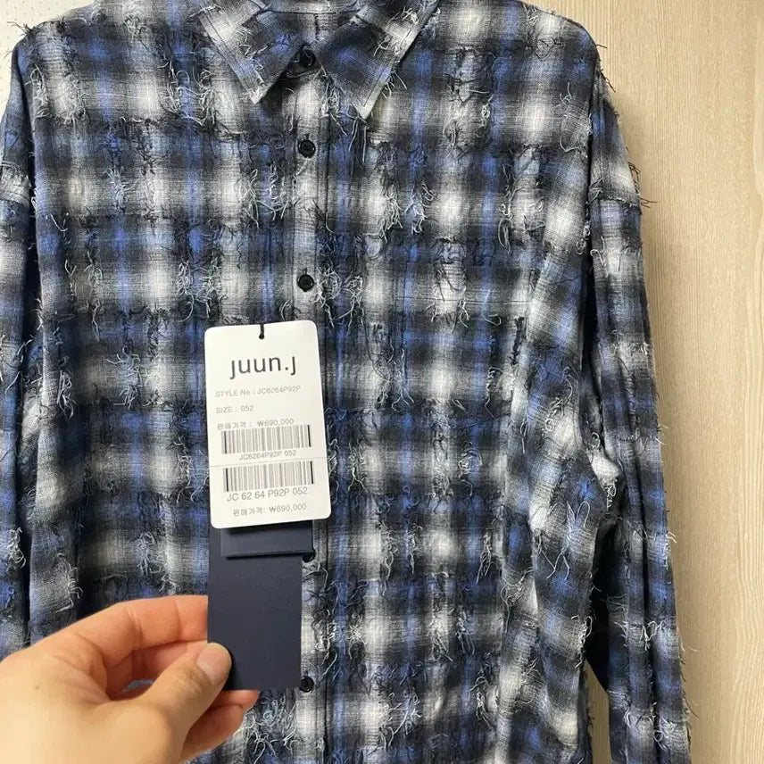 [SOLD OUT] 준지 26ss 그리드 니들 체크 루즈핏셔츠 블루, 52사이즈 새상품