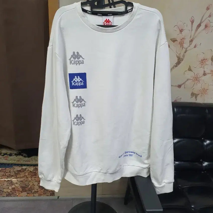[BUNJANG] Kappa White Logo Oversized Sweatshirt / 카파 화이트 로고 맨투맨 티셔츠  택배비포함가