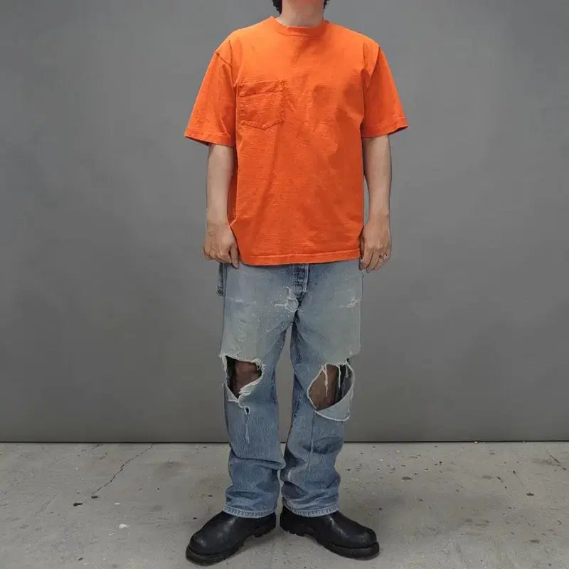 [BUNJANG] Camber USA Orange Pocket T-Shirt XL / 캠버 반팔티 XL M0269