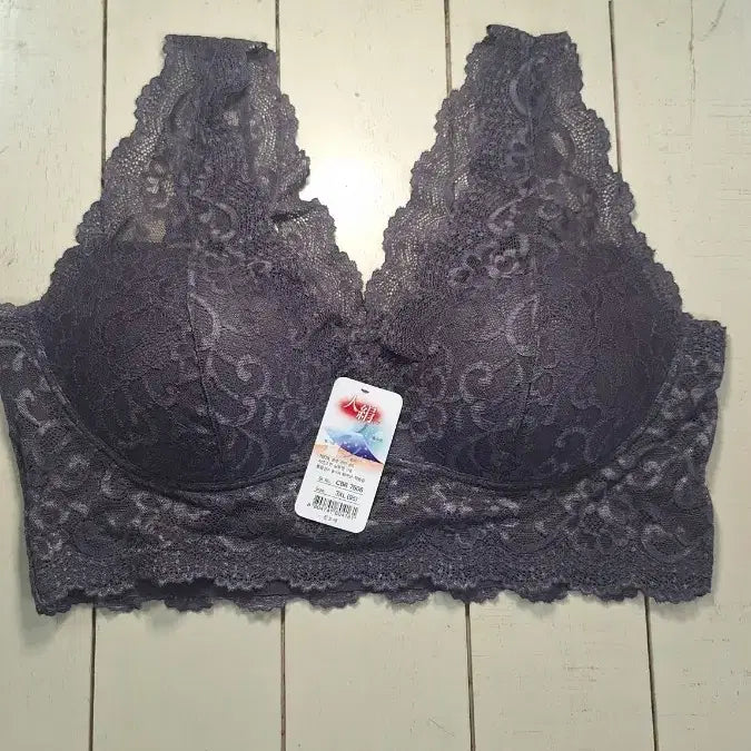 [BUNJANG] Clote Lace Semi-Bra 95 (3XL) - Deep Gray / 새상품 국산 끌로떼 레이스 반브라 95호3XL인견원단 7606 딥그레이