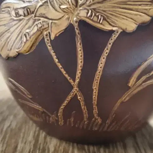 [BUNJANG] Gyeongju Celadon Gold Inlay Lotus Pattern Banggoho Zisha Teapot / 고경주 자사 금채 연화문 방고호 자사호 다호 골동품 미술품 수집품