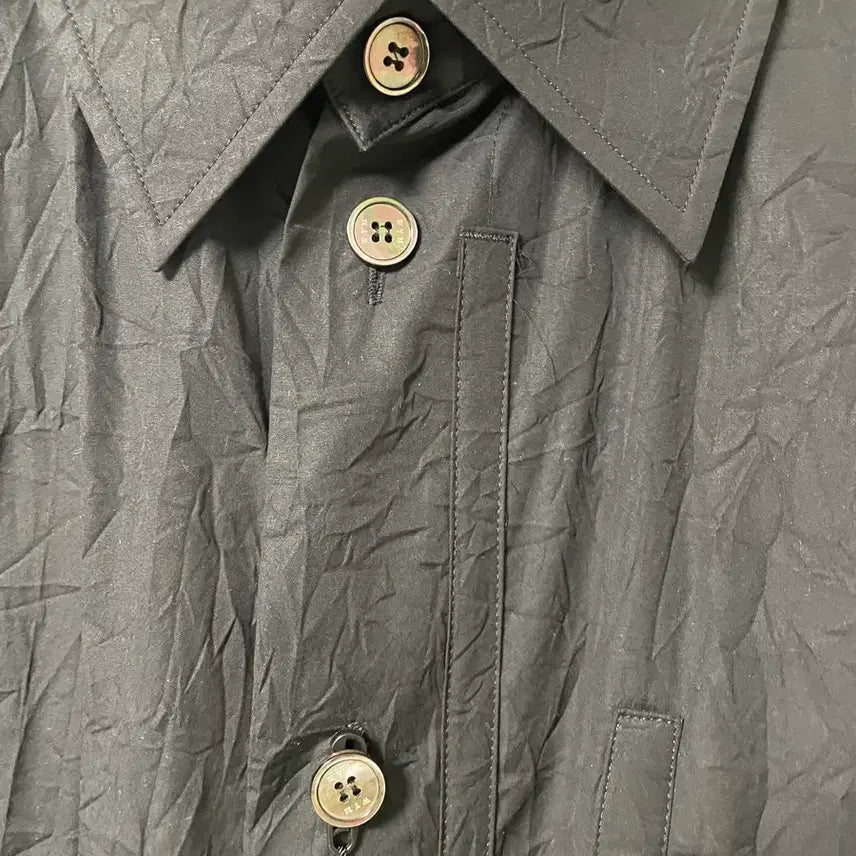 [BUNJANG] Wooyoungmi Cuff Detail Crinkle Shirt Black / 우영미 커프스 디테일 크링클 셔츠 블랙, 50사이즈