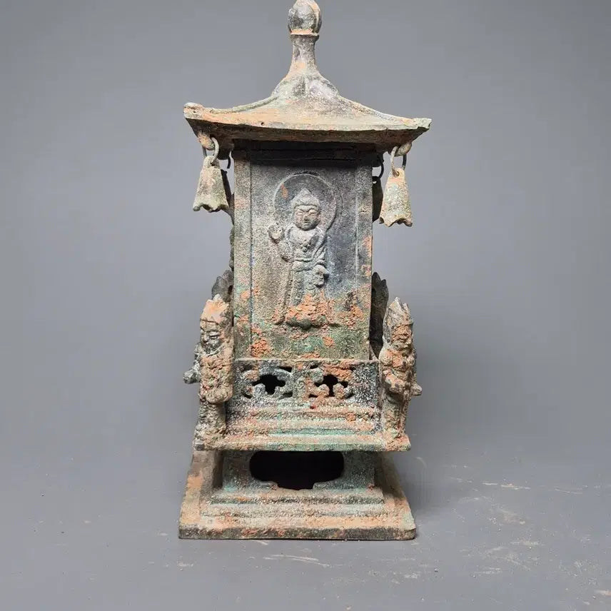 [BUNJANG] Bronze Four-Direction Buddha Pagoda-Style Reliquary / 청동제 사방불 누각식 사리함 출토품