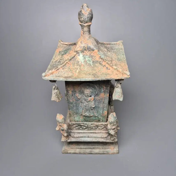 [BUNJANG] Bronze Four-Direction Buddha Pagoda-Style Reliquary / 청동제 사방불 누각식 사리함 출토품
