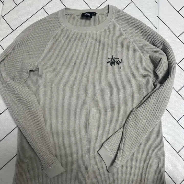 [BUNJANG] Stussy Raglan Thermal Long Sleeve Crew Bone / 스투시 래글런 써멀 롱슬리브 크루 본