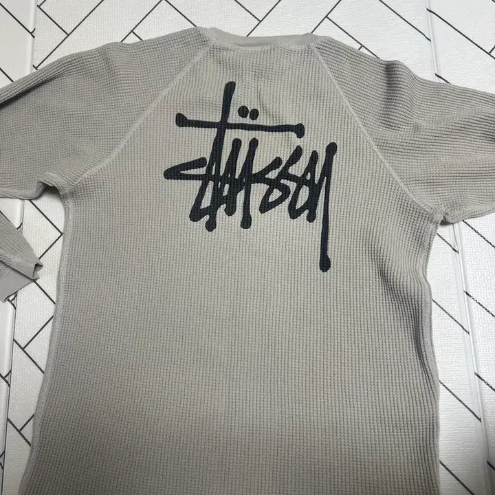 [BUNJANG] Stussy Raglan Thermal Long Sleeve Crew Bone / 스투시 래글런 써멀 롱슬리브 크루 본