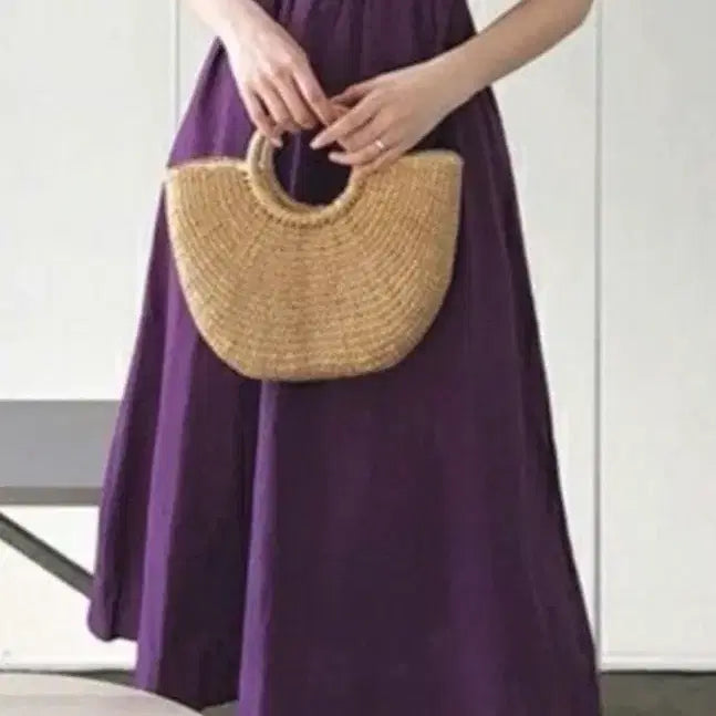 [BUNJANG] Linen Purple Long Dress / 새상품:) 린넨 퍼플 반팔 롱 원피스