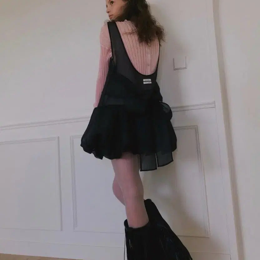 [BUNJANG] Overdue Flare Organza Balloon Mini Dress / 오버듀플레어 오간자 벌룬 미니 드레스 원피스