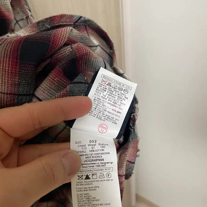 [BUNJANG] Juun.J Argyle Damaged Loose Fit Shirt / 준지 아가일 데미지 루즈핏 셔츠 레드, 52사이즈