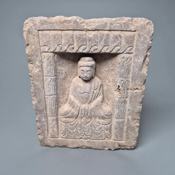 [BUNJANG] North Wei Stone Seated Bodhisattva Figure, Buddhist Statue, Antique Art Collectible / 북위 석조 보살 좌상 비상 석불 불교 불상 골동품 고미술품 수집품