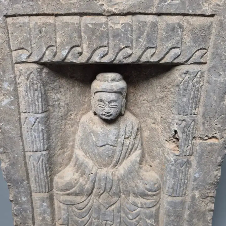 [BUNJANG] North Wei Stone Seated Bodhisattva Figure, Buddhist Statue, Antique Art Collectible / 북위 석조 보살 좌상 비상 석불 불교 불상 골동품 고미술품 수집품