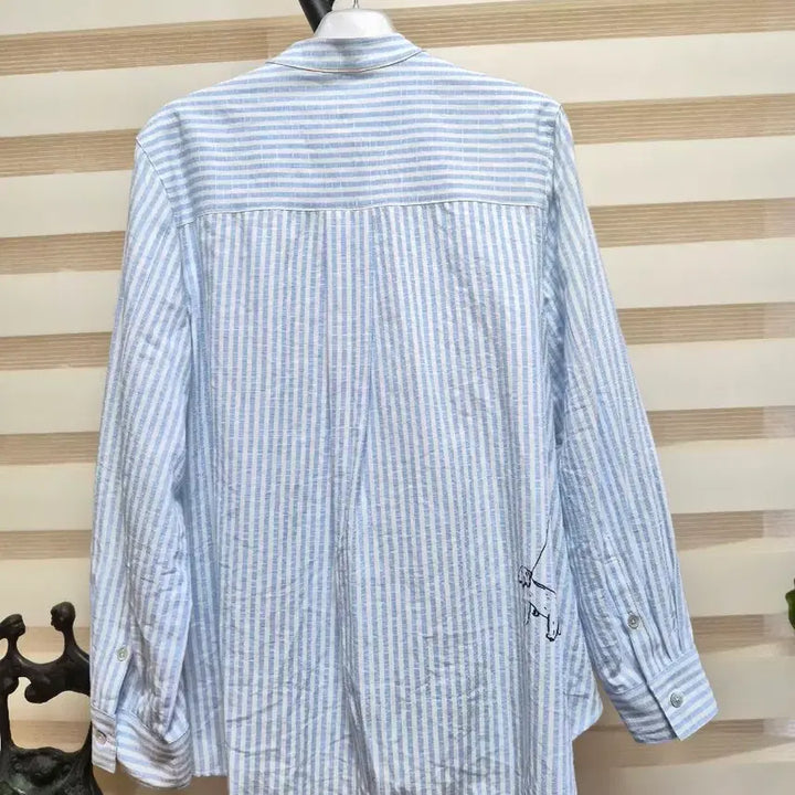 [BUNJANG] Hazzys Sky Blue Stripe Shirt / 택포)Hazzys 하늘색 스트라이프 셔츠