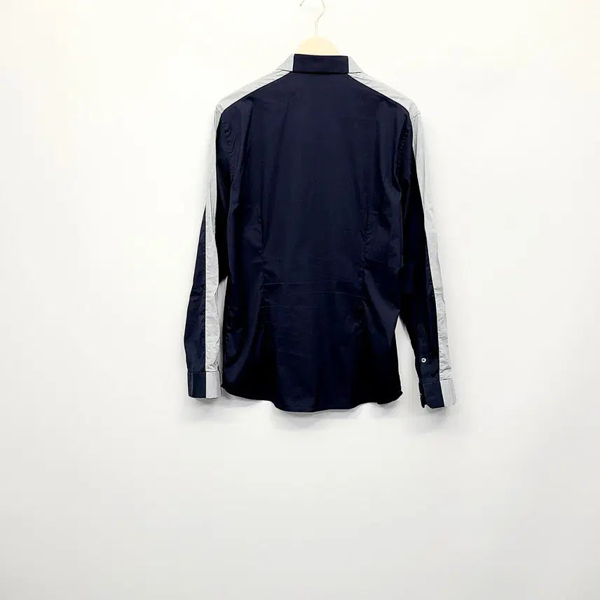 [BUNJANG] Emporio Armani Slim Fit Side Line Shirt Navy (M) / 엠포리오 아르마니 정품 사이드라인 슬림핏 셔츠 네이비 (M)