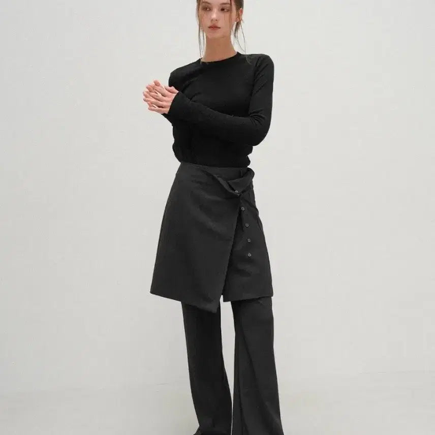 [BUNJANG] 프렙포더 Layered wrap skirt pants set / 프렙포더 Layered wrap skirt pants set