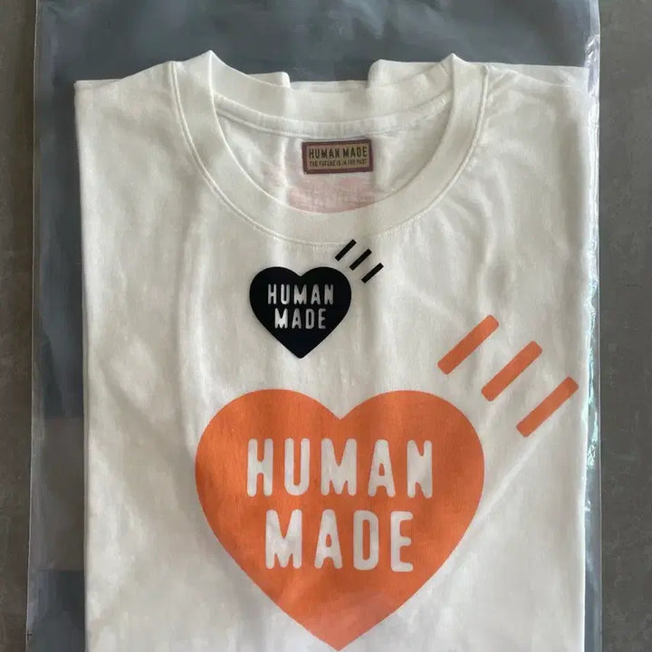 [BUNJANG] Human Made Heart T-shirt White Orange [XL] / 휴먼 메이드 하트 티셔츠 화이트 오렌지 [XL]