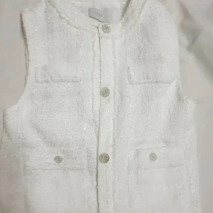 [BUNJANG] Line White Tweed Vest / 라인 화이트 트위드 조끼