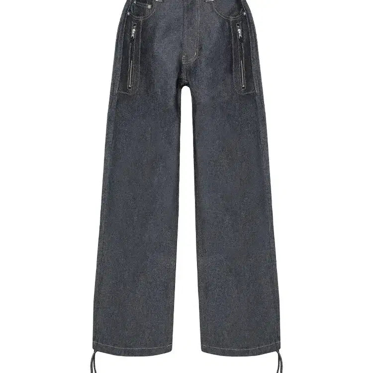 [BUNJANG] MJD Low Rise Dual Zip Denim Indigo Jeans with Chain / (체인 포함) [S L] MJD 로우라이즈 듀얼 집 지퍼 데님 인디고