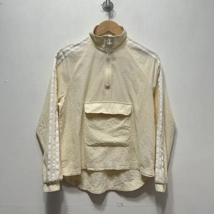 [BUNJANG] Adidas 3-Stripes Half-Neck Pullover Ivory S / 아디다스 3선 하프넥 풀오버 아이보리 S