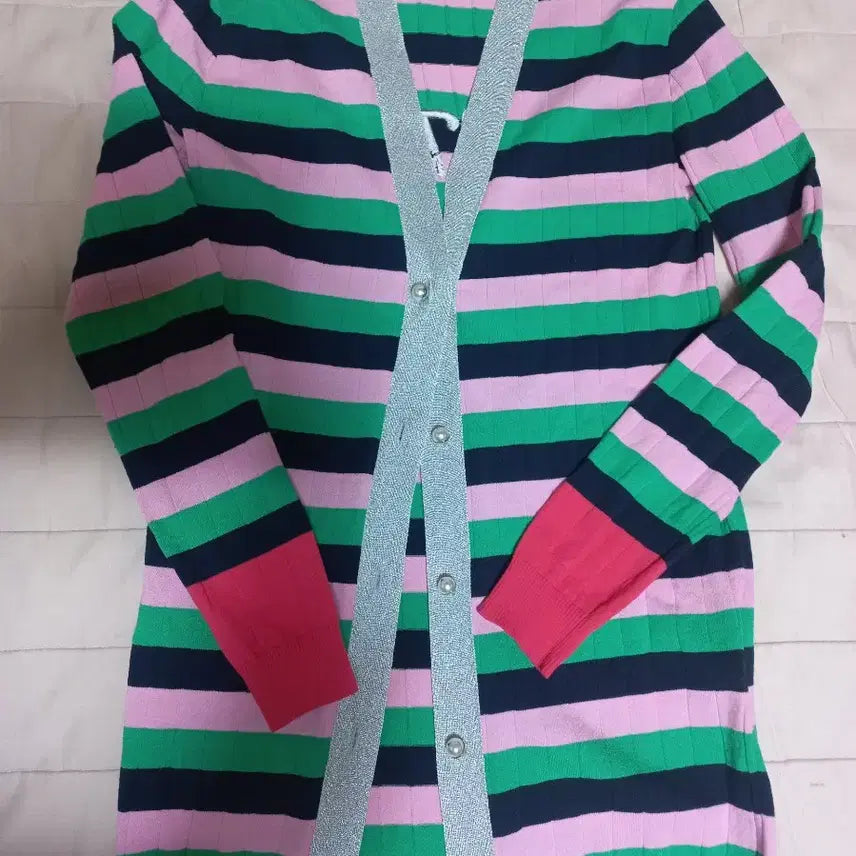 [BUNJANG] HANSUM Form the Store Silver Bead Pearl Button Long Cardigan / 한섬 폼더스토어 은사 비즈   진주단추  롱  가디간(뒷면예뻐요)