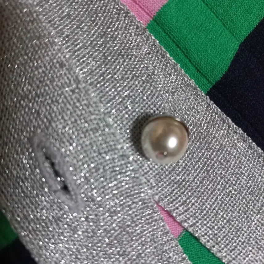 [BUNJANG] HANSUM Form the Store Silver Bead Pearl Button Long Cardigan / 한섬 폼더스토어 은사 비즈   진주단추  롱  가디간(뒷면예뻐요)