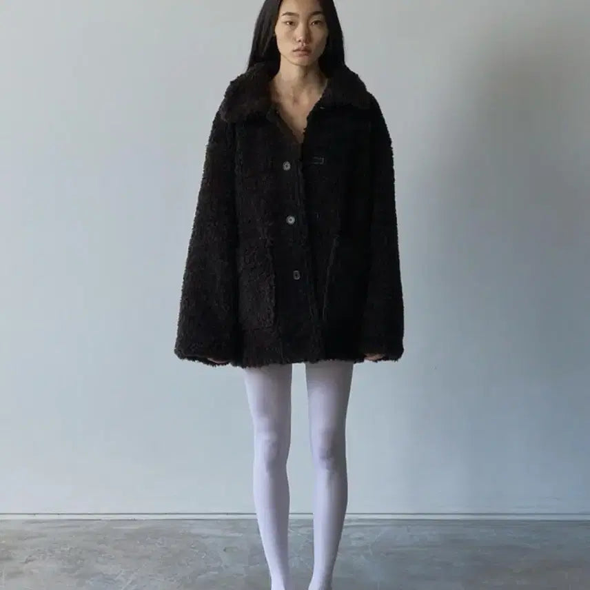 [BUNJANG] Letoile Faux Leather Real Wool Reversible Mouton / 레투알 페이크 레더 리얼 울 리버시블 무스탕