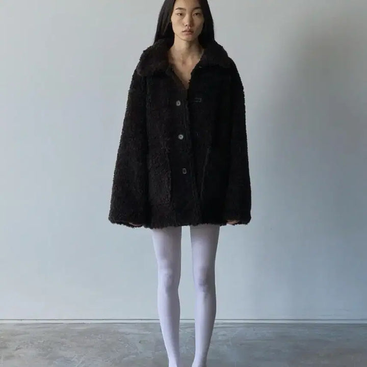 [BUNJANG] Letoile Faux Leather Real Wool Reversible Mouton / 레투알 페이크 레더 리얼 울 리버시블 무스탕