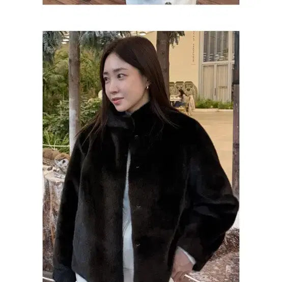 [BUNJANG] Avenue197 Eco Mink Fur Jacket (Black Plain Long) / [1회 착용] 아비뉴197 에코 밍크 퍼자켓 (블랙 플레인 롱)