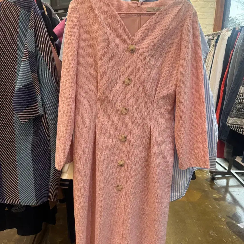 [BUNJANG] The Izzat Pink Texture Button Jacket Dress / 더아이잗 핑크 텍스쳐 버튼 자켓 원피스