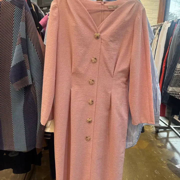 [BUNJANG] The Izzat Pink Texture Button Jacket Dress / 더아이잗 핑크 텍스쳐 버튼 자켓 원피스