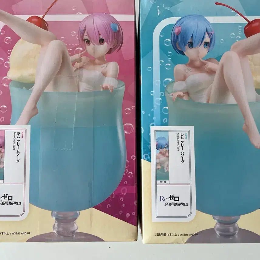 [BUNJANG] Elcoco Cream Soda Rem &amp; Ram Figure Set / 리제로 렘람 크림소다 피규어 일괄