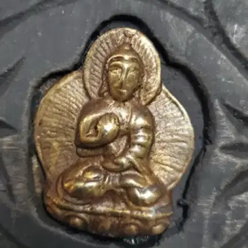 [SOLD OUT] 금동불 감입 목제 경판 및 티베트어 필사 본생경 불경 불교 골동품 수집품