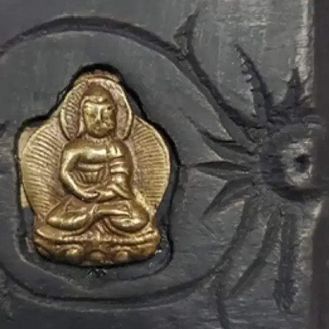[SOLD OUT] 금동불 감입 목제 경판 및 티베트어 필사 본생경 불경 불교 골동품 수집품