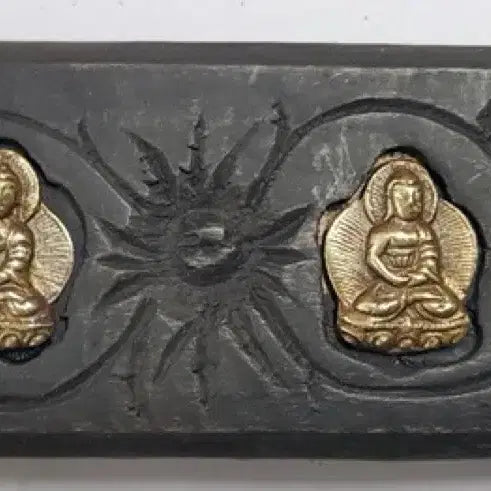 [SOLD OUT] 금동불 감입 목제 경판 및 티베트어 필사 본생경 불경 불교 골동품 수집품