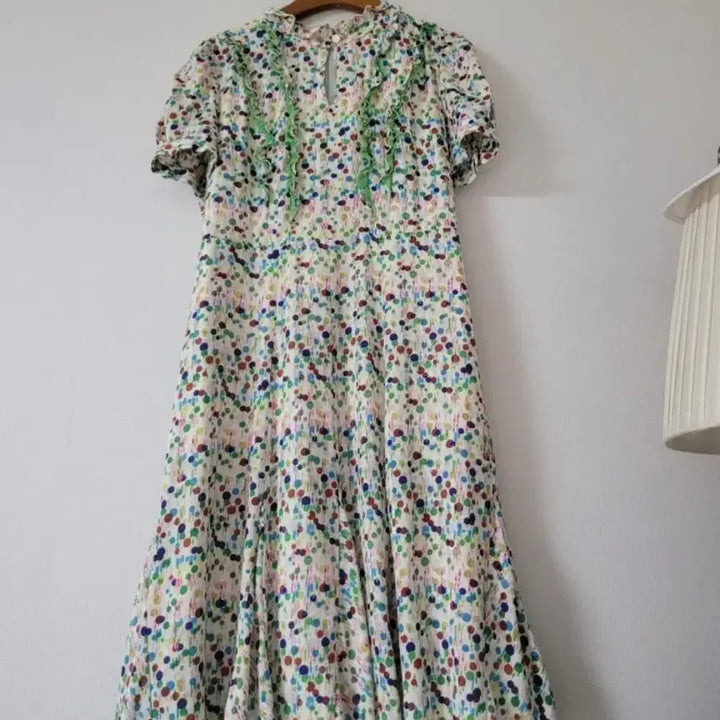 [BUNJANG] SJSJ Silk Pattern Pleated Long Dress / [한섬SJSJ]실크 패턴 플리츠 롱 원피스 반팔