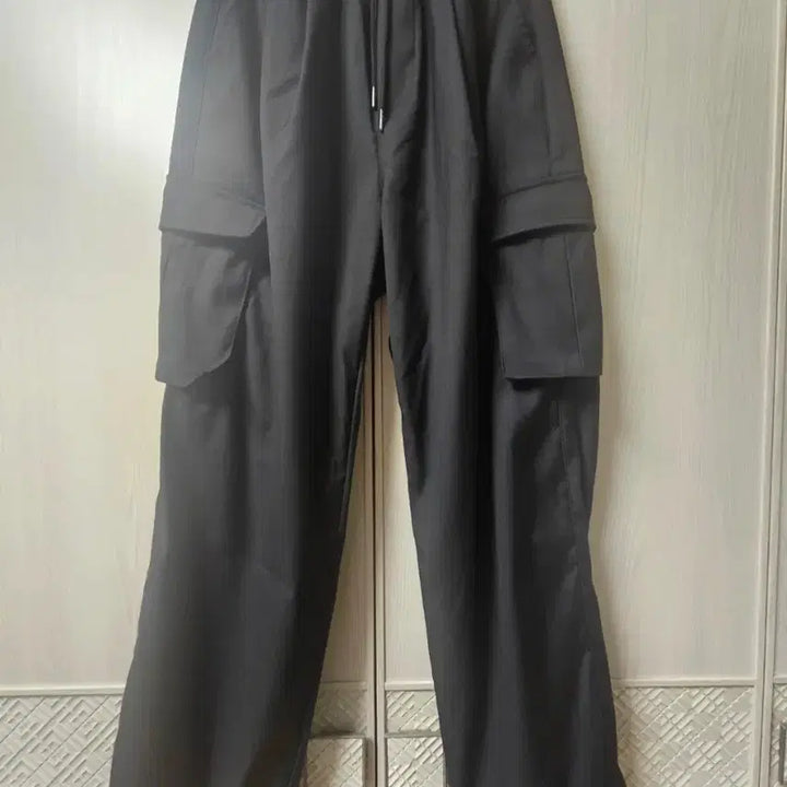 [BUNJANG] NOT FOR NERD Wide String Cargo Slacks Pants Black L / 낫포너드 Wide String Cargo Slacks Pants 블랙L