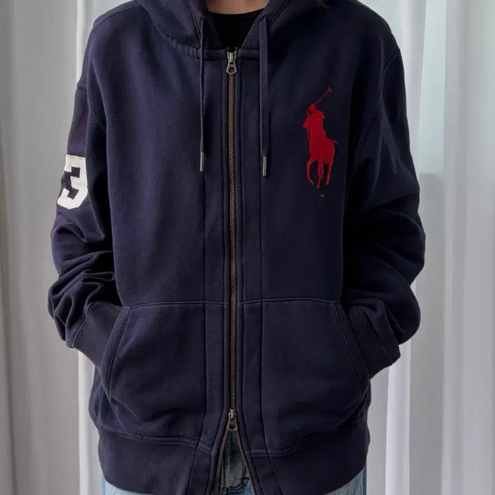 [SOLD OUT] [L]폴로 랄프로렌 빅포니 치프키프 기모 후드 집업 navy