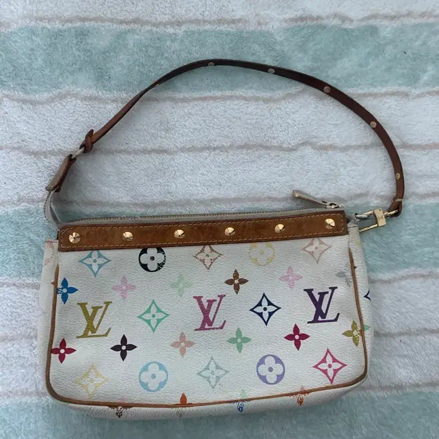 [BUNJANG] Louis Vuitton Multicolor Pochette Bag Pouch White / 루이비통 멀티 포쉐트 정품 가방 포치 화이트