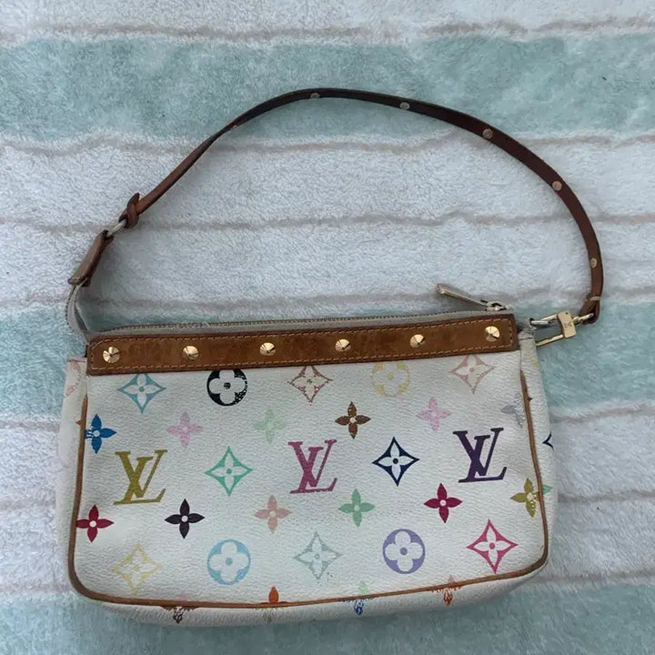 [BUNJANG] Louis Vuitton Multicolor Pochette Bag Pouch White / 루이비통 멀티 포쉐트 정품 가방 포치 화이트