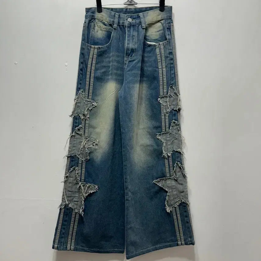 [BUNJANG] Vintage Star Denim Wide Pants / 별 데님 와이드 팬츠 빈티지 청바지 S 실측