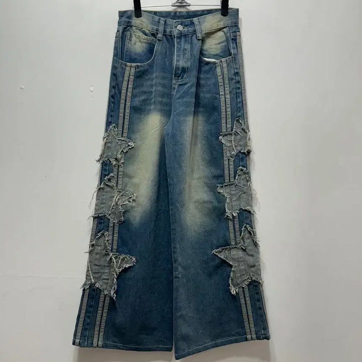 [BUNJANG] Vintage Star Denim Wide Pants / 별 데님 와이드 팬츠 빈티지 청바지 S 실측