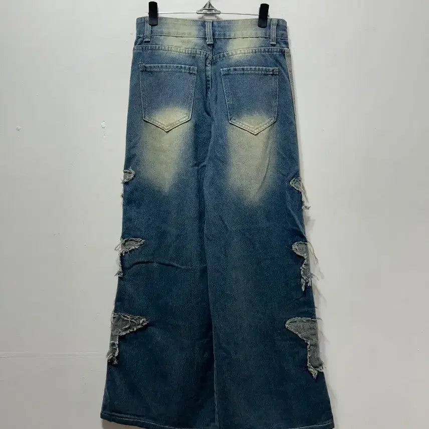 [BUNJANG] Vintage Star Denim Wide Pants / 별 데님 와이드 팬츠 빈티지 청바지 S 실측