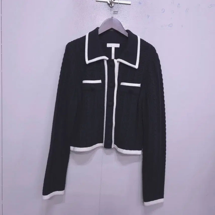 [BUNJANG] RIEL Tweed Pocket Knit Cardigan / 리엘) 트위드 포켓 니트 가디건 -F