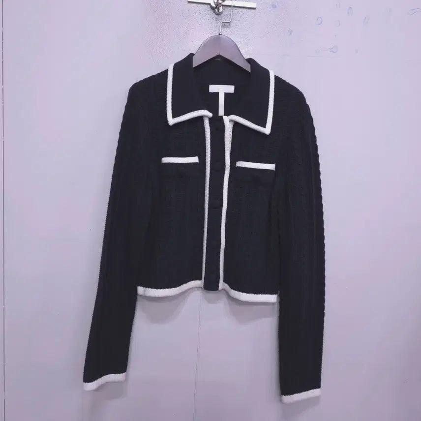 [BUNJANG] RIEL Tweed Pocket Knit Cardigan / 리엘) 트위드 포켓 니트 가디건 -F