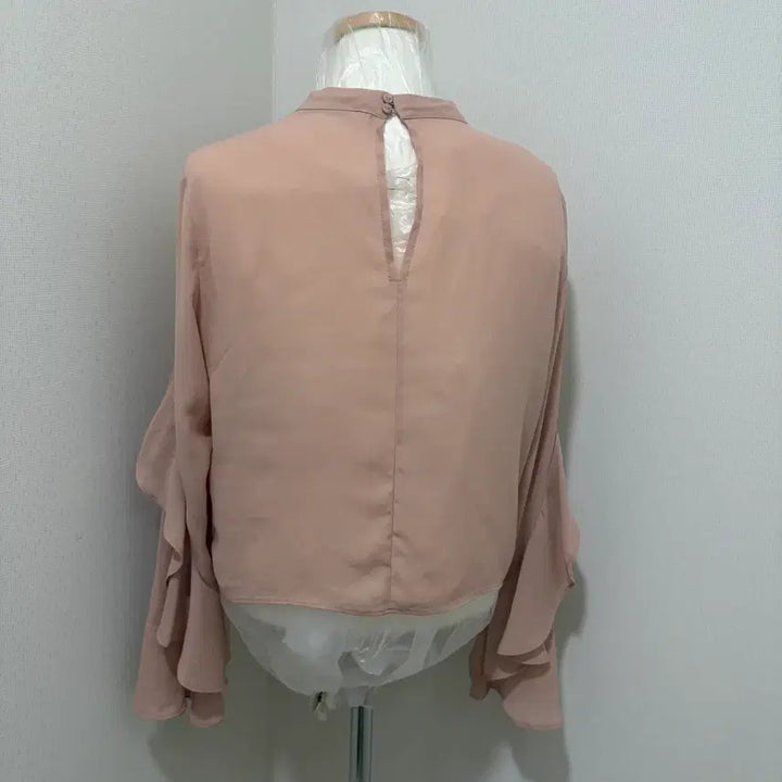 [BUNJANG] Frill Sleeve Blouse - Pink Beige / 프릴 소매 블라우스 핑크 베이지