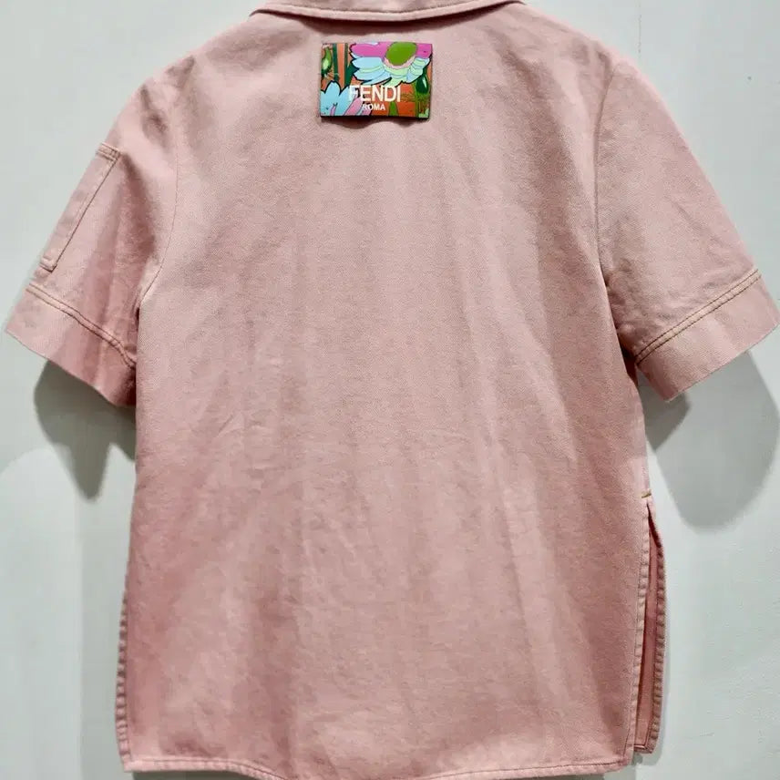 [BUNJANG] Fendi Pink Denim Short Sleeve Jacket / 펜디 핑크 데님 반팔 자켓 38 정품